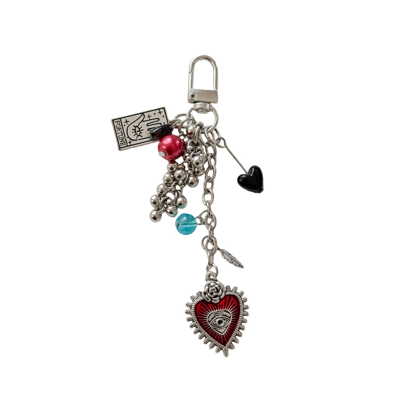 Dark Red Heart Beaded Personalized Fashion Keychain