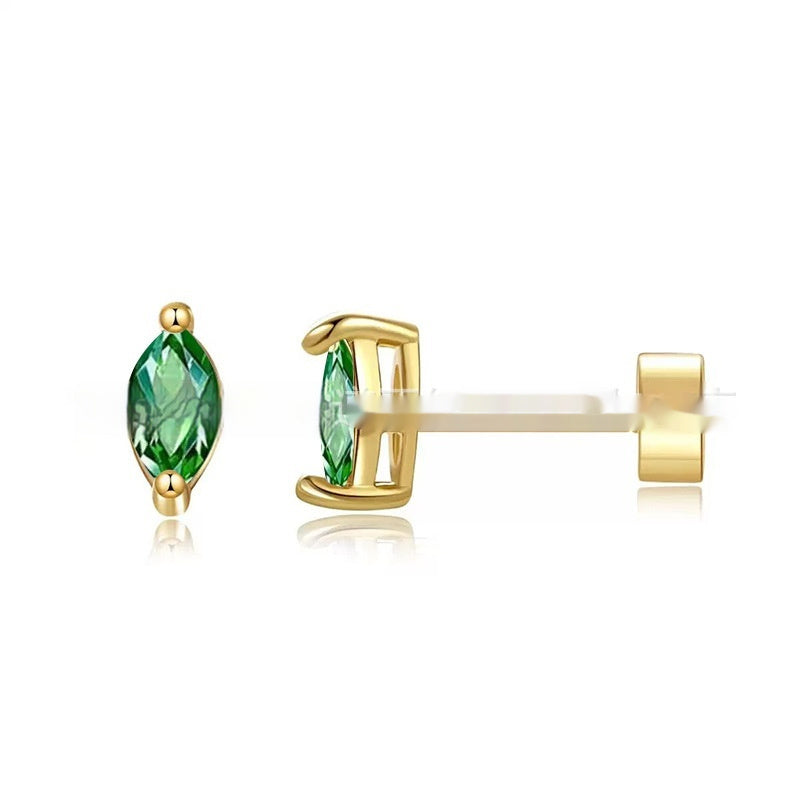 Two-claw Zircon Stud Earrings, Unique Niche Design With Zircon Inlay