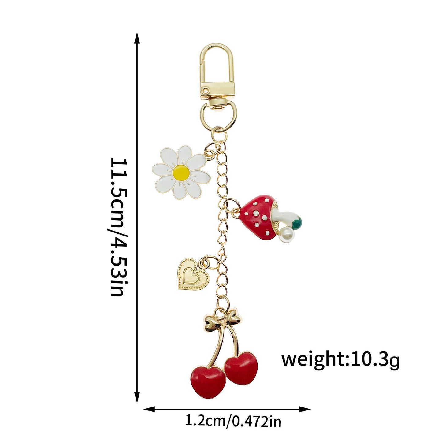 Red Mushroom Love Heart Rose Heart-shaped Keychain