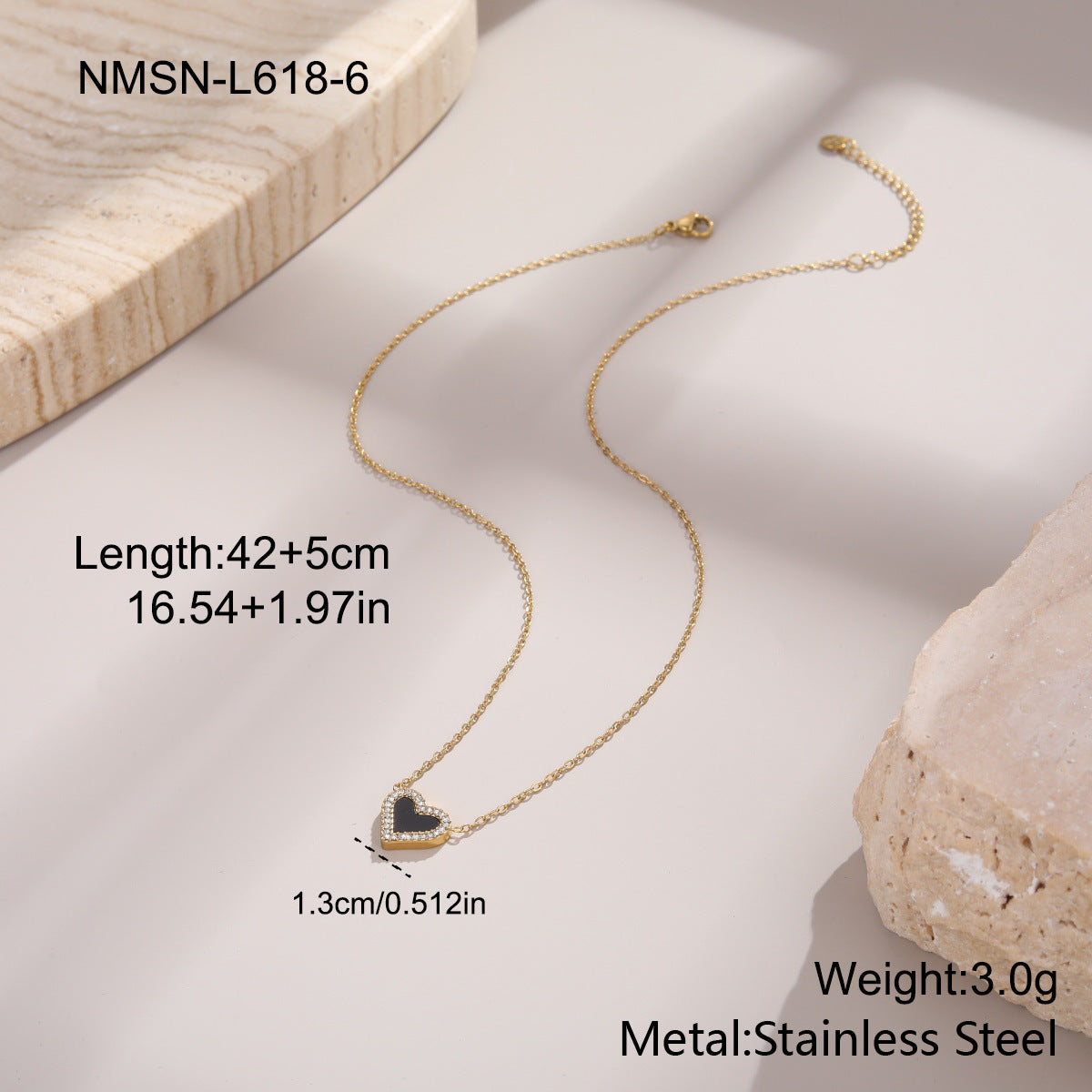 18K Gold KoreanJapanese Style Fashionable Heart Necklace Versatile For Women