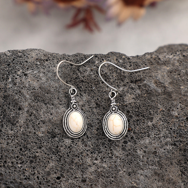 Simple Small Teardrop Turquoise Earrings For Women