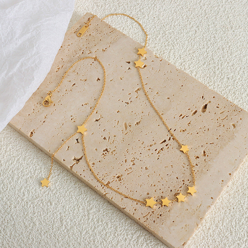 French-style Natural Five-Pointed Star Light Luxury Tassel Clavicle Chain