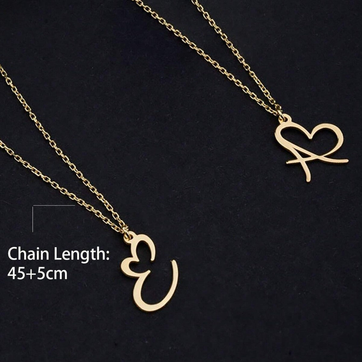 Minimalist Personalized Stainless Steel Gold-Plated Heart And Letter Necklace