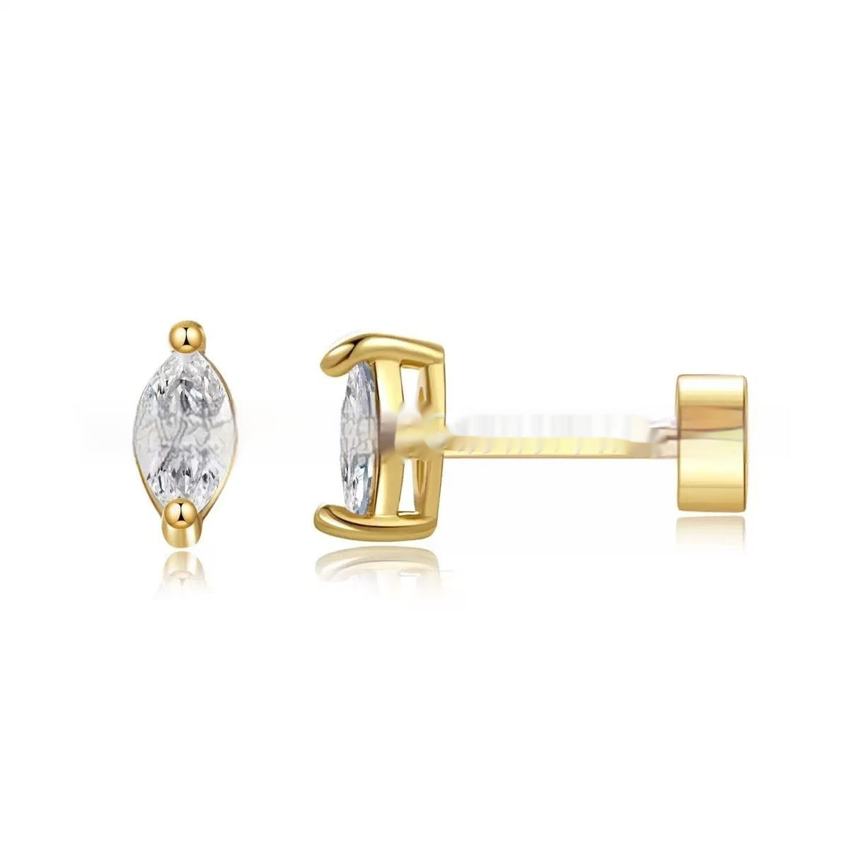 Two-claw Zircon Stud Earrings, Unique Niche Design With Zircon Inlay