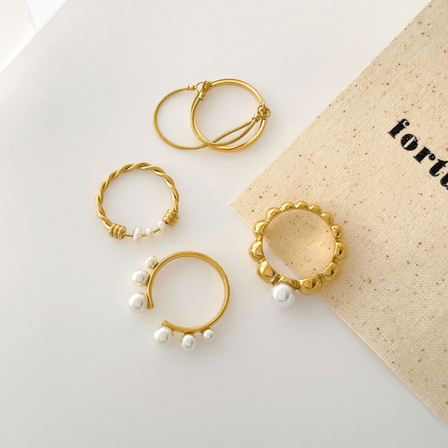 Pearl Round Bead Ring For Women