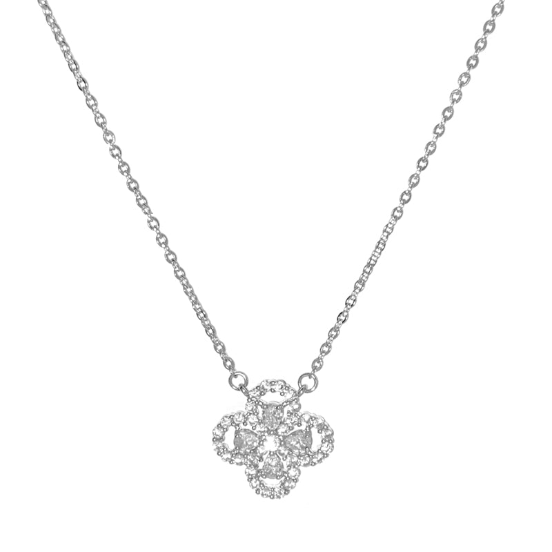 Sparkling Diamond Four-Leaf Clover Pendant Necklace