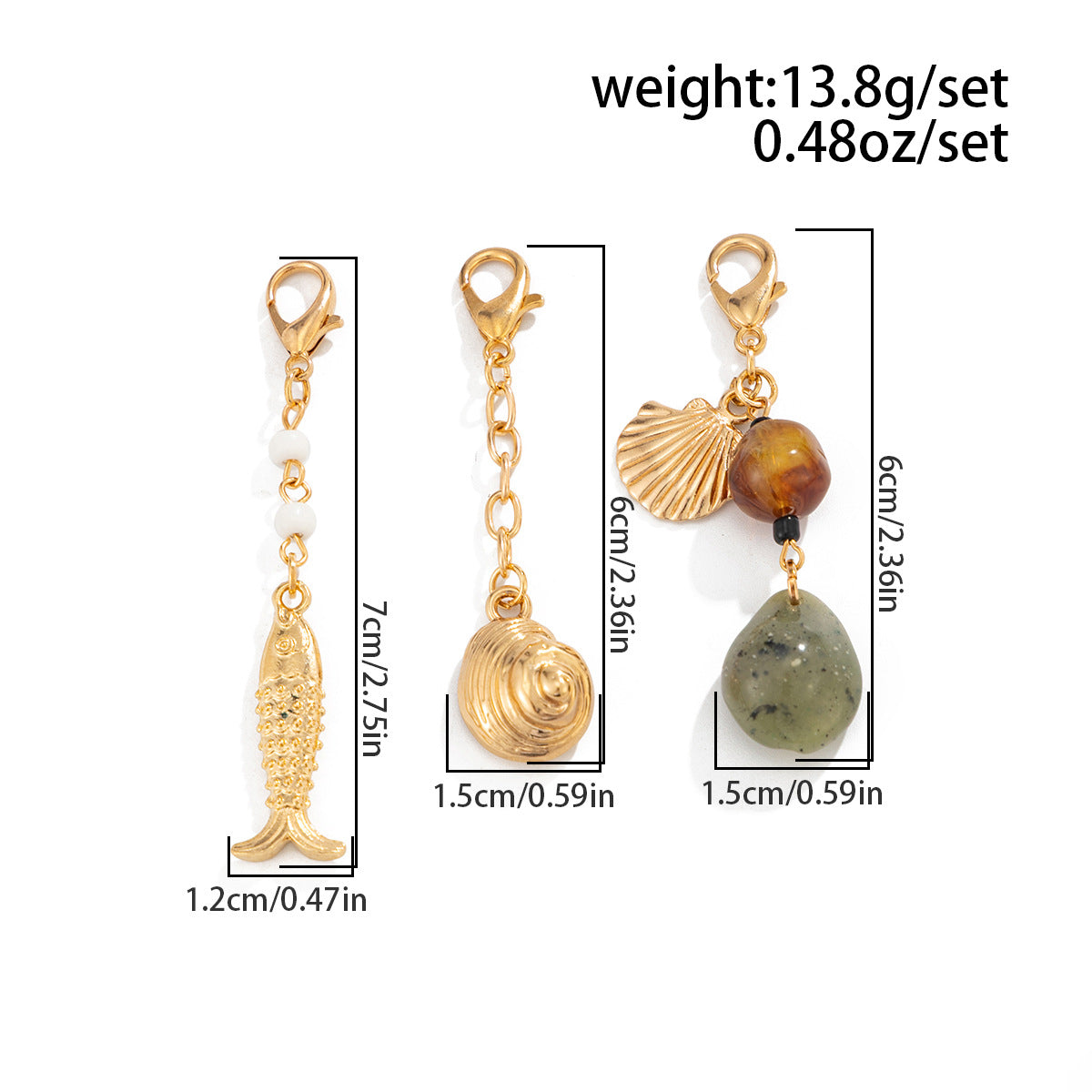 Conch Shell Creative Beaded Fishtail Pendant Keychain