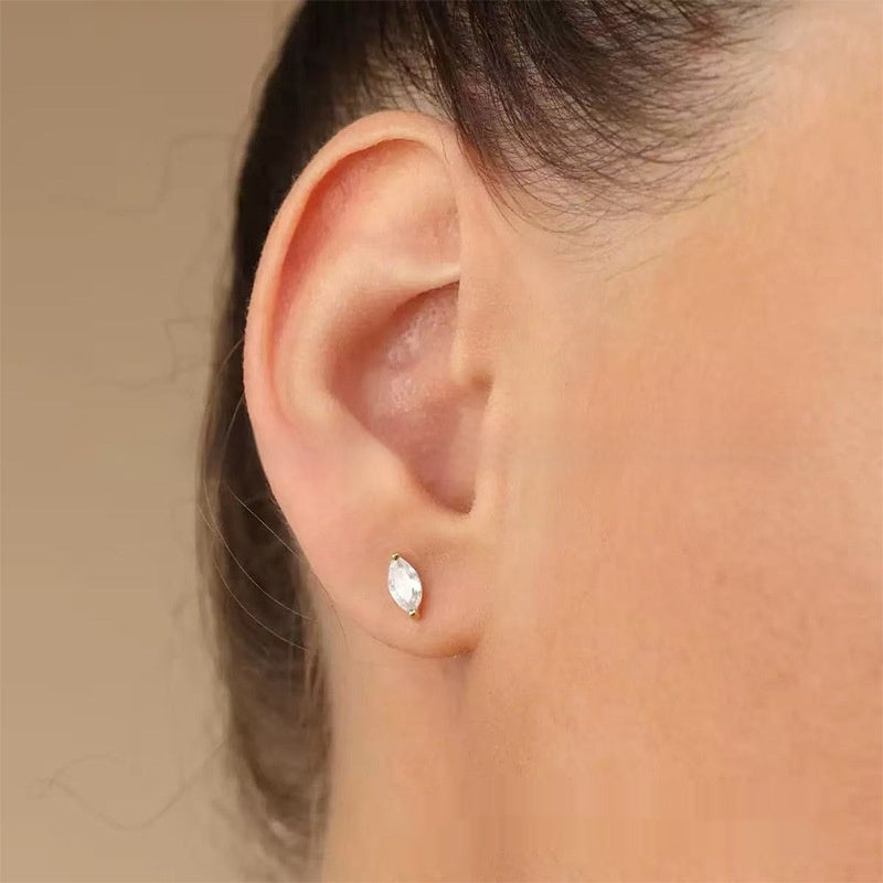 Two-claw Zircon Stud Earrings, Unique Niche Design With Zircon Inlay