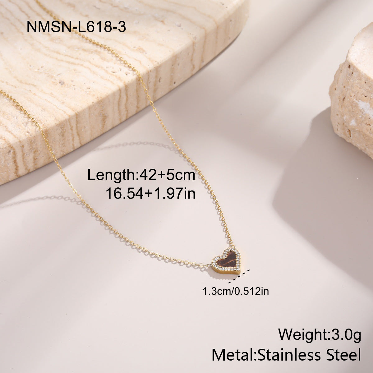 18K Gold KoreanJapanese Style Fashionable Heart Necklace Versatile For Women
