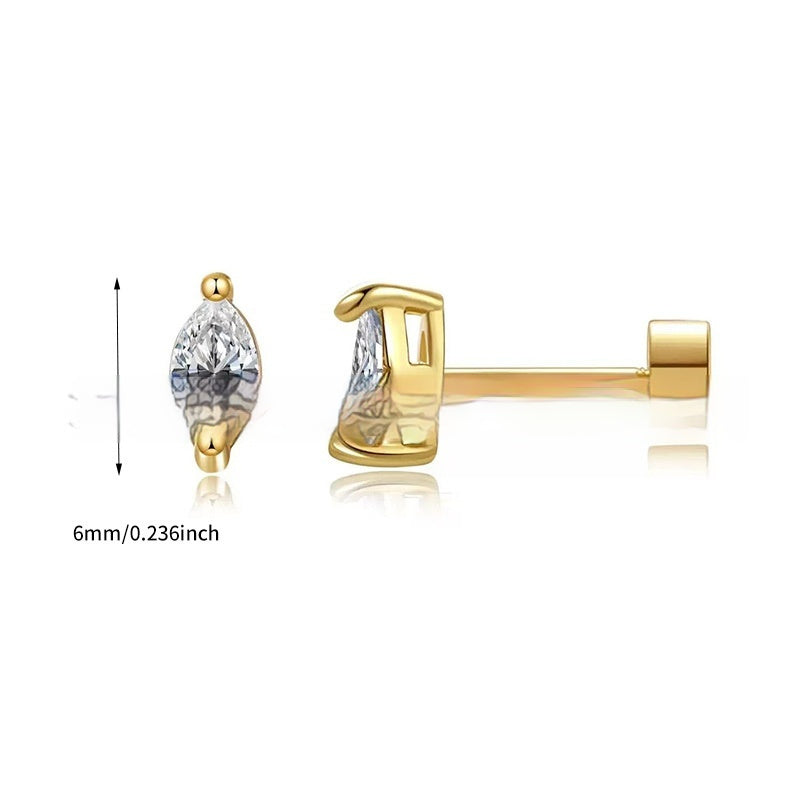 Two-claw Zircon Stud Earrings, Unique Niche Design With Zircon Inlay