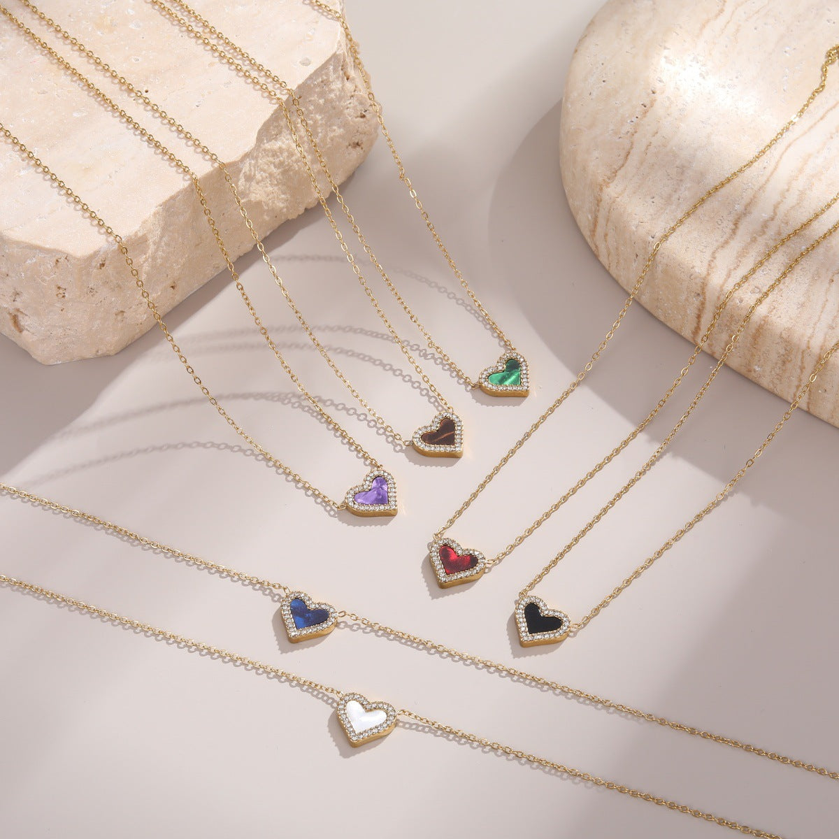 18K Gold KoreanJapanese Style Fashionable Heart Necklace Versatile For Women